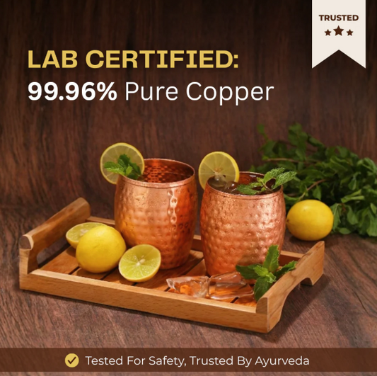 Ayurvedic Hammered Copper Cooler Glass- 530ml