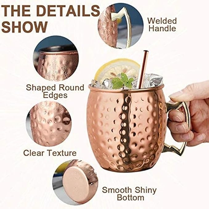 100% Copper Moscow Mule Mug 350ML Each (Pack of 2)