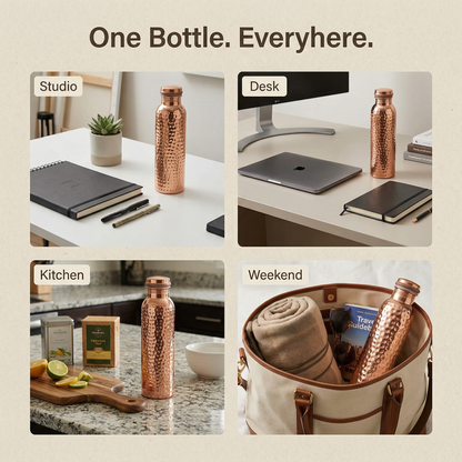 Ayurvedic 100% Pure Copper Water Bottle 900ml- Elevates Metabolism & Gut Health