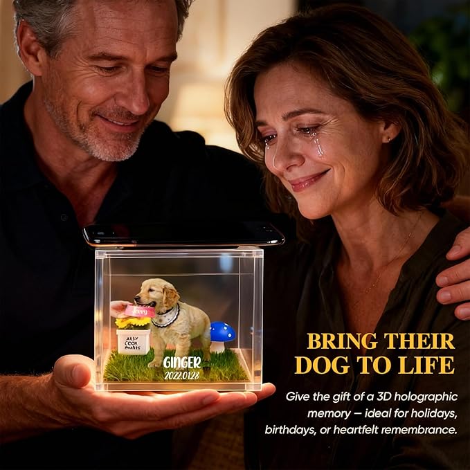 Personalised Pet Holographic Memorial Box – 3D Digital Pet House Keepsake