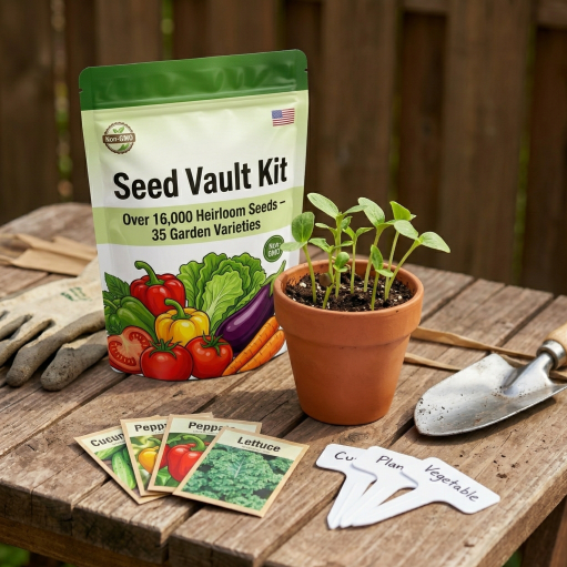 35 Heirloom Vegetable Seeds Vault Kit Non-GMO (35 Free Plant Markers)