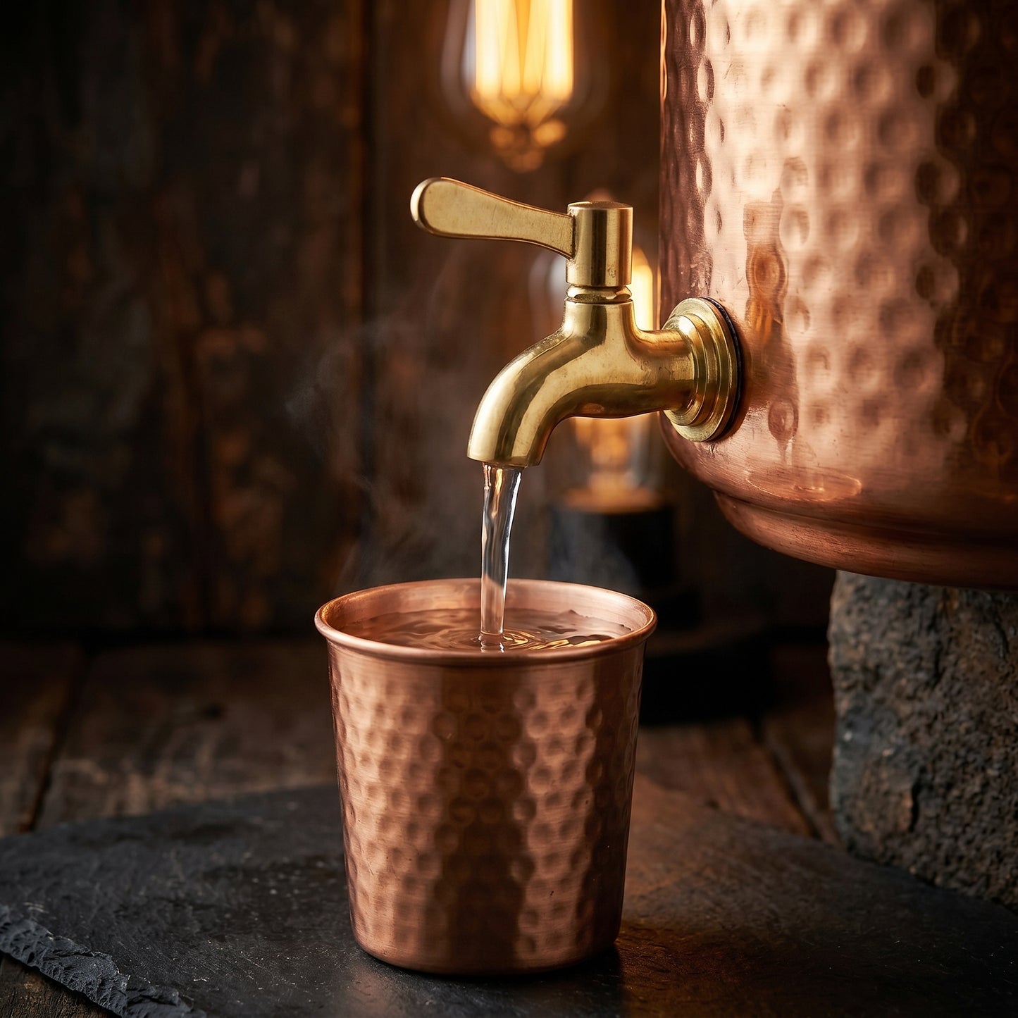 Ayurvedic Hammered Copper Water Dispenser 5 Litres – 100% Pure Copper with Brass Tap